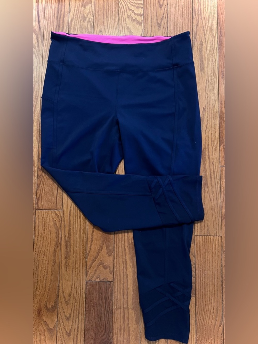 EUC Lilly Pulitzer Luxletic Navy blue Mesh Lattice Leggings XXL